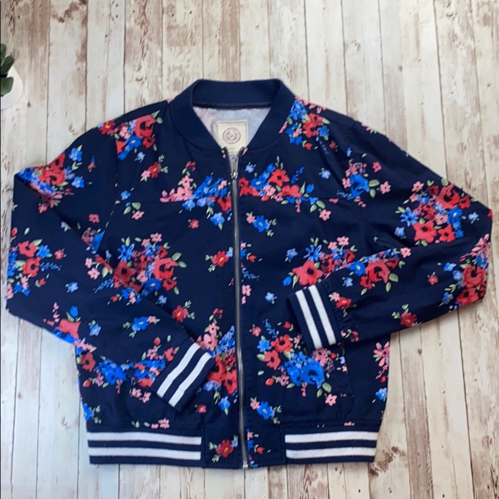 Authentic American heritage SO blue with floral women's Jacket size large